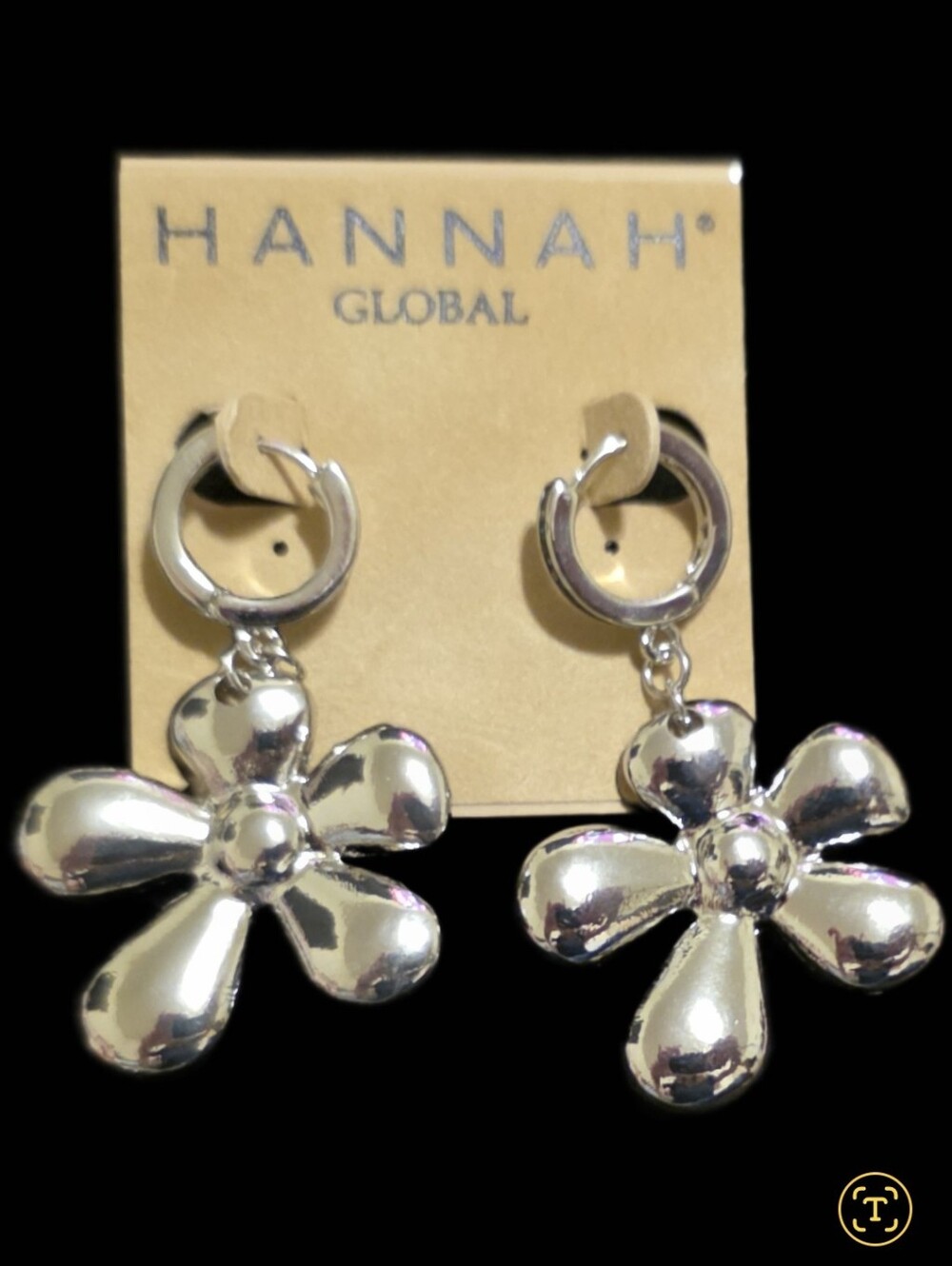 Silvertone Floral Drop Earrings